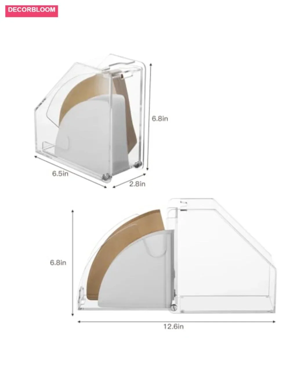 Acrylic Coffee Filter Holder with Lid, Paper Dispenser Storage Box for #1-#4